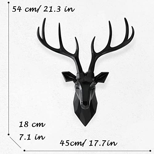 Wall-Mounted Deer Head, Geometric Deer Head Sculpture,Metal Wall Art Decor, Light Luxury Living Room Resin Deer Head Sculpture, Lucky Wall-Mounted 3D Animal Head Statue ( Color : Blue , Size : 17.7In* #TOP6