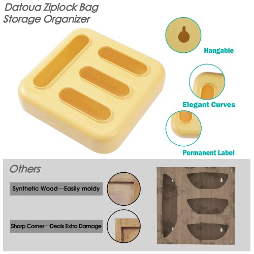 Datoua Ziplock Bag Storage Organizer, Acrylic Kitchen Drawer Baggie Box, Plastic Bag Organizer For Ziploc, Solimo, Hefty, Glad, Compatible With Gallon, Quart, Sandwich, Snack Variety Size Bag (Yellow) #TOP4