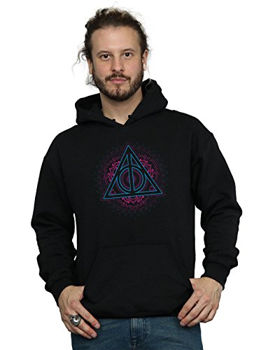 Harry Potter Men's Neon Deathly Hallows Hoodie Black XXX-Large