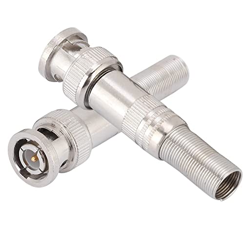 Image of MX BNC Male Connector - Full Metal with Spring, Durable Coaxial Adapter for CCTV, RF, Video & Audio Connections Silver Plated, 10-Pack