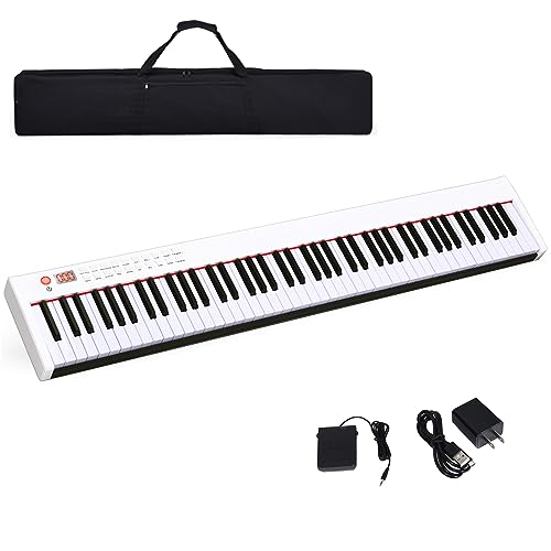 COSTWAY Pianoforte Digitale 88 Tasti, Tastiera Musicale Portatile con Custodia, Pianola Elettronica con 128 Ritmi e Toni, MIDI e Funzione di APP Bluetooth, per Principianti