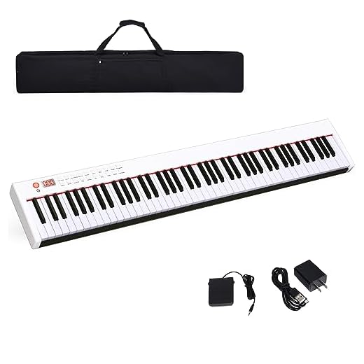 COSTWAY Pianoforte Digitale 88 Tasti, Tastiera Elettronica Portatile con Tasti Pesati, Funzione MIDI e Bluetooth, Ideale per Bambini e Adulti