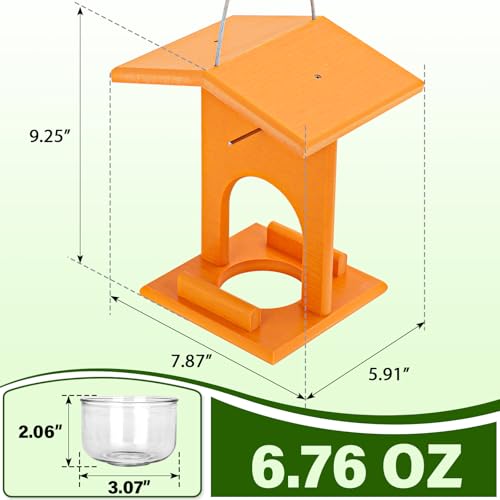 Gbekery Oriole Feeders for Outdoors Hanging,All-in-One Recycled Plastic Oriole Feeder with A Removable Glass Cup Jelly or Jam, Fruit, Nectar or Seed for Orioles,Orange,2 Pack by Gbekery - Used condition - Image 2