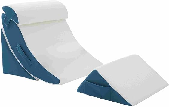 Wedge Pillow Set for After Surgery 4PCS Orthopedic Bed Wedge Pillows for Sleeping Adjustable Memory Foam Triangle Support for Back Pain Relief, Acid Reflux & Recovery Blue