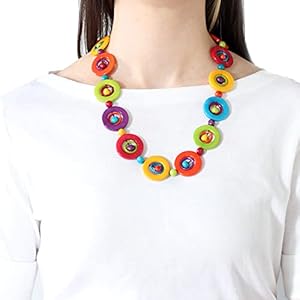 Tagua Necklace Circles Multicolor Handmade Fair Trade, Lightweight, by Florama Tagua Jewelry