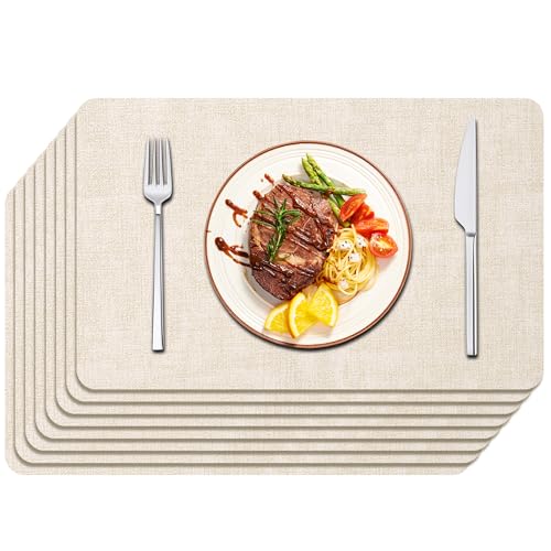 Maxpearl Faux Leather Placemats Set of 8 – Waterproof, Wipe