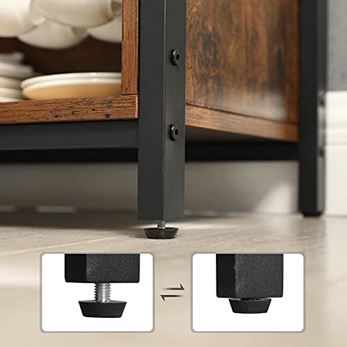 Vasagle Lowell Sideboard, Kitchen Cabinet With Shutter Sliding Doors, Floor Storage Cupboard, Living Room, Hallway, 13.8" D X 39.4" W X 27.6" H, Rustic Brown #TOP6