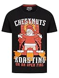 Tokyo Laundry Camiseta de Navidad estampada novedad para hombre, Tostado de castañas - Negro, S