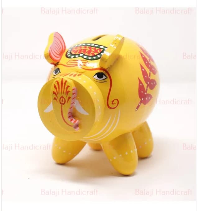 Balaji Handicraft Cute and Attractive Wooden Piggy Bank| Money Bank Decorative Wooden Money Bank (2)-image-4