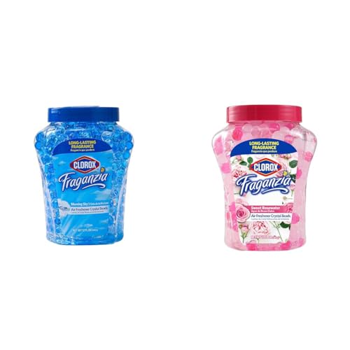 Clorox Fraganzia Air Freshener Beads Bundle - Morning Sky & Sweet Rosewater Scents - Crystal Gel Air Freshener - 2 Pack