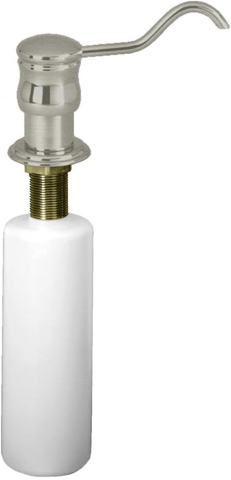 Westbrass D2172-07 Dynasty Kitchen Sink Deck Mounted Liquid Soap/Hand Sanitizer Dispenser with Refillable 12 oz Bottle, Satin Nickel