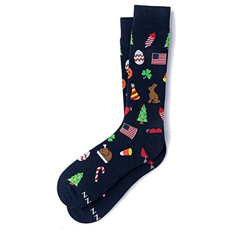 Alynn Men's Blue Every Occasion Holiday Valentine's Day Birthday Mid Calf Dress Crew Socks Cover