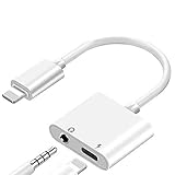 (Apple MFi Certified) Headphone Splitter Lightning to 3.5mm Jack Adapter 2 in 1 Charger Accessories Cables & Audio Connector Earphone Splitter Adaptor Compatible for iPhone Xs/XR/ 8/8 P/X / 7& All iOS