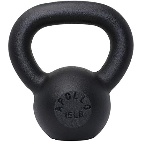 Apollo Athletics 1-Piece Solid Cast Iron Kettlebells - Ideal for Strength Training, Building Muscles, 15LB Cover