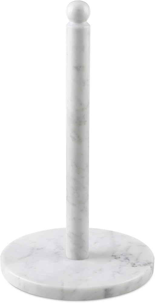Koville Italian Natural Marble Paper Towel Holder Countertop, 4.5lbs Heavy-Duty Stone Rod Paper Towel Holder Stand for Kitchen Storage, for Standard or Jumbo-Sized Rolls(Bianco Carrara)