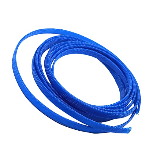 Othmro 編組スリーブ 長さ3m 幅8mm ロイヤルブルー 1個入り 編組チューブ PET ポリエチレン ROHS認証 拡張可能 プロテクター ポリエステル編組スリーブ ケーブル被覆用 フラット