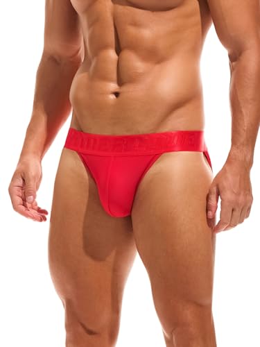 Summer Code Pas biodrowy dla mężczyzn, miękkie siatkowe wsparcie atletyczne, męskie, pas biodrowy, bokserki, bielizna, stringi, bokserki jockstrap, Czerwony, L