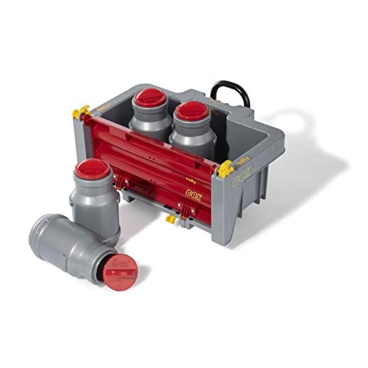 Rolly Toys 408894 rollyBox mit Milchkannen Transportmulde für Trettraktor (3-10 Jahre, Mulde kippbar, Heckklappe ABN.), Rot Silber