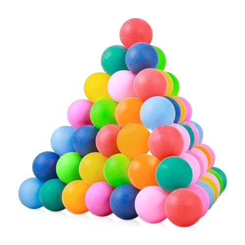 mizikuu 50 Pièces Balles de Ping Pong, 40 mm Colorées Balles de Tennis de Table Taille Standard Ping Pong pour l'entraînement DIY Decoration de la Fête,...