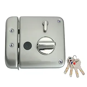 Godrej Rim Lock I Tribolt XL+ I 1CK Deadbolt I Satin Steel Finish I for Inside/Outside Opening Door & Left/Right Handed Doors I 4 Keys I 5 Year Warrenty I Manual Locking