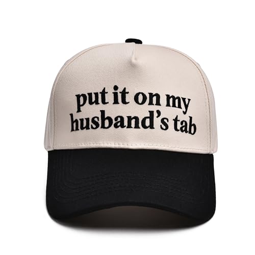 Put It On My Husbands Tab Funny Trucker Hats for Women - Fit Outdoor and Daily Use Funny Cute Slogan Hat - Birthday Christmas Valentines Day Gifts for Women Wife Lover Fiance