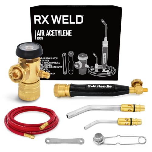 Image of RX WELD Oxy-Fuel Welding and Cutting Torch Kit - X-3B Air Acetylene Kit with B-Type Regulator & Tips (Cylinders Not Included)