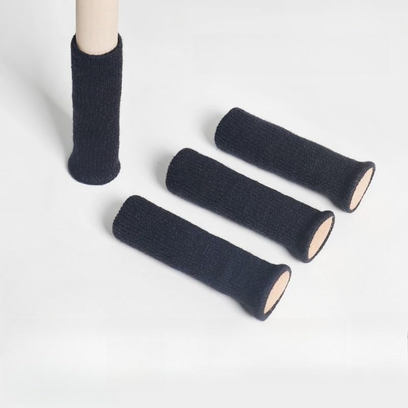 4Pcs Thickened Felt Furniture Leg Protectors - Wear-Resistant Chair & Table Foot Covers, Non-Slip Floor Protection Pads (Black)