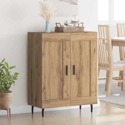 Runheo Aparador de roble Artisan, 69,5 x 34 x 90 cm, madera compuesta y hierro, almacenamiento moderno para salón, pasillo y comedor, armario de cocina versátil