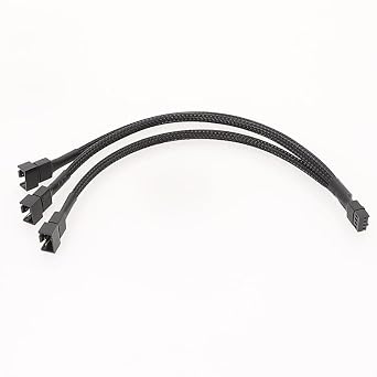 Hididi 4Pin 1 to 3 Ways PWM Fan Splitter Cable Sleeved Fan Power Exion Cable Female to 3X 4Pin Male,3 Way 4 Pin PWM Fan Splitter Cable 12 Inches,1 to 3 Converter, PC Fan Extension Cable 1 Pack