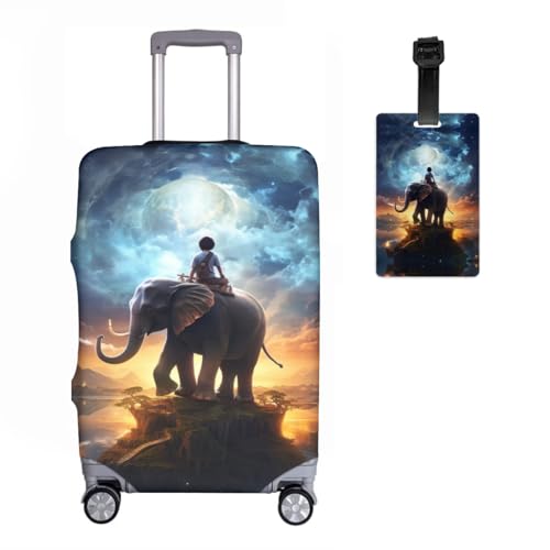 Housse de valise élastique motif loup avec étiquette taille S