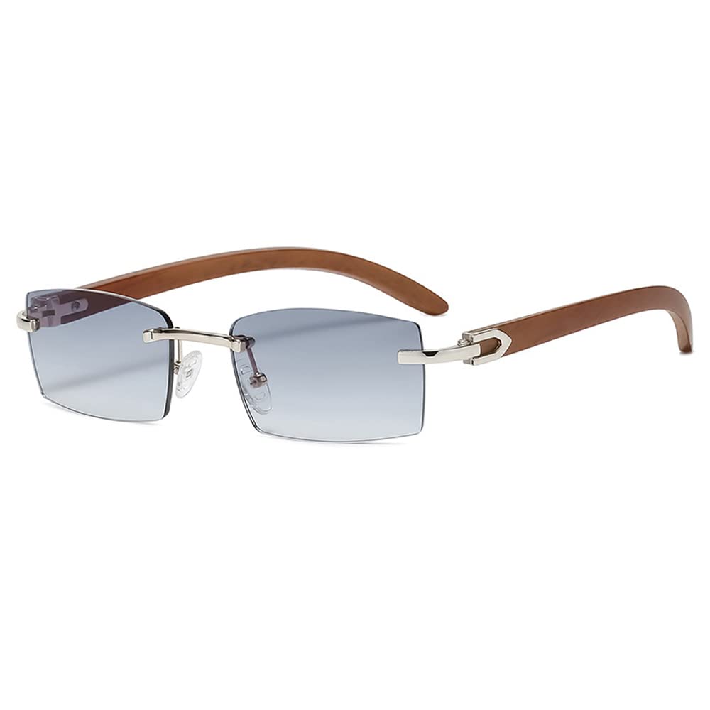 Sibeg 2024 New Rimless Sunglasses For Men Rectangle Vintage Sun Glasses Women Retro Square Fashion Glasses Shades(Color:Silver)