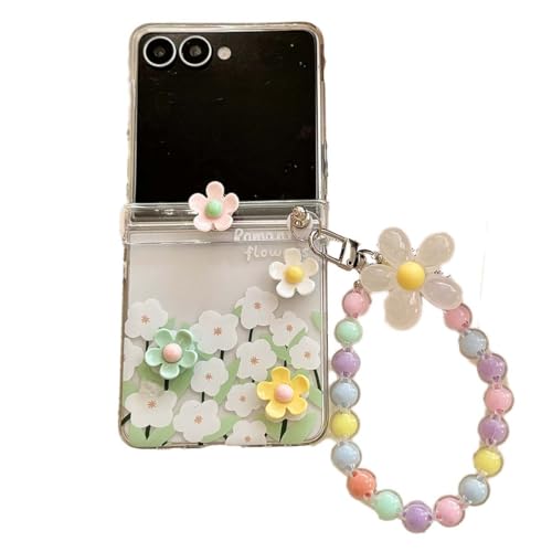 SCQYCWA �J���t�� 3D �t�����[ �f�U�C�� �P�[�X Samsung Galaxy Z Flip 7�p�A�L���[�g �N���A �r���[�e�B�[ �ԕ� �t���b�v 7 �d�b�P�[�X ���� �K�[���Y (A)