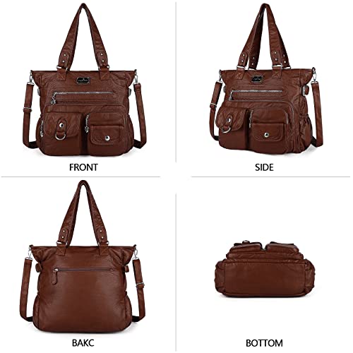 Image of Angelkiss Purses Handbags for Women PU Tote Satchel Bags for Women Pockets Shoulder Bags | PU