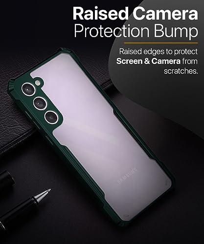 Image of WOW IMAGINE Shock Proof Clear Protective Back Case for Samsung Galaxy S23 5G - AirEDGE Technology | 360 Degree Camera Protection | Transparent Hybrid Back Case Mobile Cover - Green