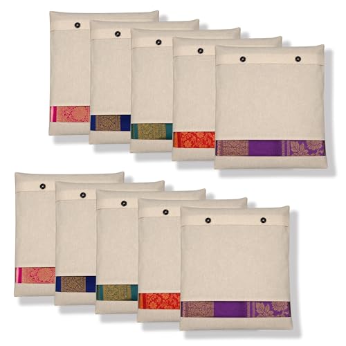 JD Fresh 10 pieces Saree cover packing bags for clothes organizer, saree covers with zip bags, Saree bags storage single saree covers Packing cover sari bags, Saree srorage organizer (Transparent)