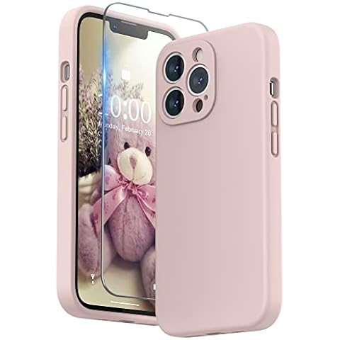 SURPHY Liquid Silicone Case for iPhone 13 Pro Case, Individual Protection for Each Lens Shockproof Rubber Full Body Thickened Design for iPhone 13 Pro 6.1 inch 2021, Pink Cover