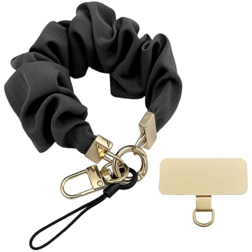 Chaîne de téléphone portable courte universelle, Élasticité, cordon pour téléphone portable, lanière, sangle de téléphone portable, anti-perte avec patch ultra fin, Noir