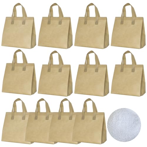 Chanseen 12 Pack Disposable Insulated Lunch Bags - Thermal Cooler Take Away Bag for Food Delivery Coffee Milk Tea Hot Cold Drink