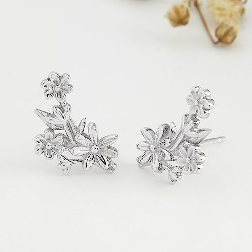Boma Jewelry Sterling Silver Flower Bouquet Crawler Stud Earrings3