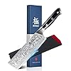 KYOKU Gin Series Nakiri Knife, 7" Vegetable Knife, Japanese VG10 Damascus Stainless Steel Kitchen Knife with Silver Ion Blade G10 Handle & Mosaic Pin, Professional Chef Knife for Veg Fruit Meat