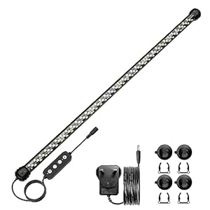 SEAOURA Led Aquarium Light with Timer, Submersible Aquarium Lights for Fish Tank, Fish Tank Light with Auto On/Off, 3 Lighting Modes, Adjustable Brightness, 12W (58cm)