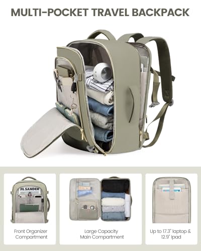 Image of LOVEVOOK Travel Backpack for Women, 40L Carry On Backpack Flight Approved, Large Personal Item Bag Fits 17 inch Laptop, TSA Approved Luggage with 3 Packing Cubes,Waterproof Weekender Gym Bag
