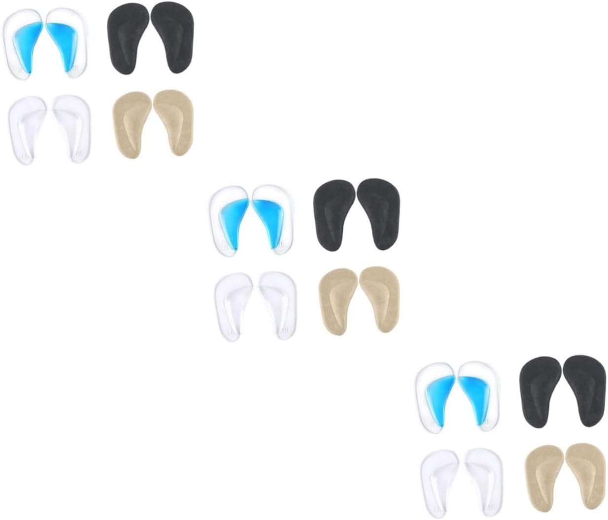 NOLITOY 12pairs Arch Gel Insoles for Flat Feet Self-Adhesive Cushions for Sandals and Casual Shoes Comfortable Support and Standing