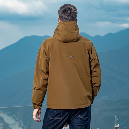 Image of 2024 autumn men's hooded windproof jacket, mountain embroidery jacket, autumn outdoor workwear jacket