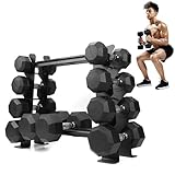 Rubber Dumbbell stand – Dumbbell Storage rack, Perfect For 5-30 lbs Set – 2 Tiers & 2 Vertical Slots With Protective Inserts – Compact & Versatile Design, Max. Weight 400 lbs.