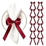 Gandeer Bow Napkin Rings Set of 12 Burgundy Ribbon Candlestick Decor