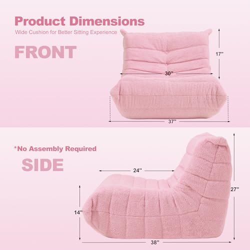 Image of Bean Bag Chair Big Sofa Beanbag Chair for Adults Fireside Chair Bean Bag Lounger with Memory Foam Filled for Home,Apartment or Gaming Venue(Pink Teddy)