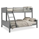 Homestyle4u Etagenbett 2 Kinder 140x200 und 90x200 Kinderbett Hochbett mit Lattenrost Jugendbett Kiefer Holz Grau | Artikel 2525