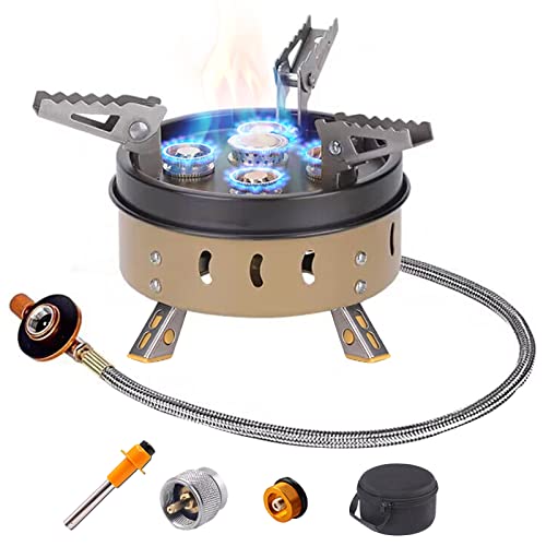 Mvmod Camping Stove, 11000W Backpacking Stoves Windproof Design Gas Stove, Portable Mini Camping Stove Stainless Steel Backpack Stove, Propane Butane Stove For Outdoor Hiking Picnic Emergency Stove #TOP15