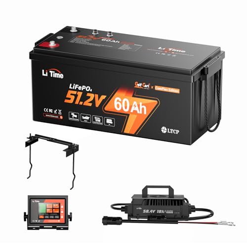 Litime 48V 60Ah Lithium Golf Cart Battery, LiFePO4 Battery with 48V...